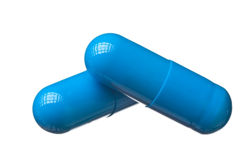 Macro Image of Two Blue Capsules